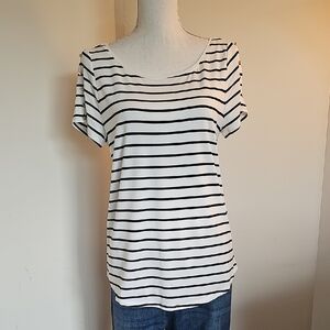 White House Black Market Striped Short Sleeve Tee